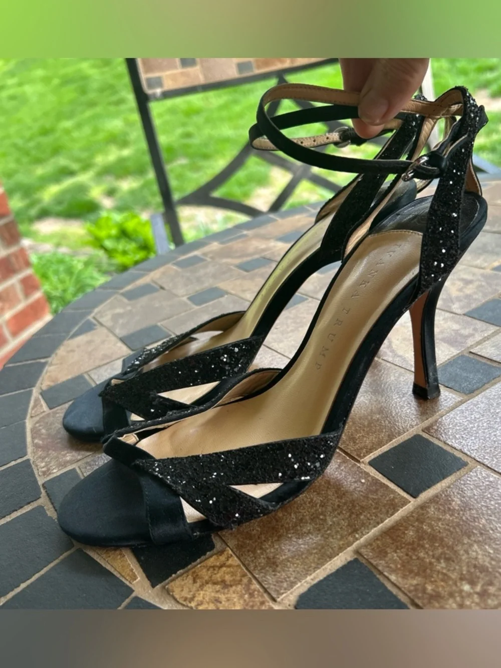 Ivanka Trump Black Strappy High Heel Sandals | Ankle Strap Stiletto Heels